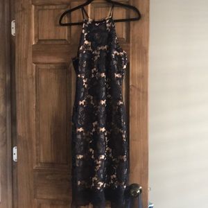 Navy lace nude underlay dress from Dainty Hooligan
